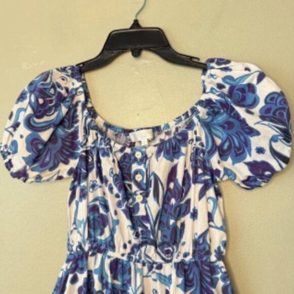 CAROLINE CONSTAS BARDOT MIDI DRESS BLUE GARDEN TOILE SIZE POCKETS SIZE S - Picture 4 of 8